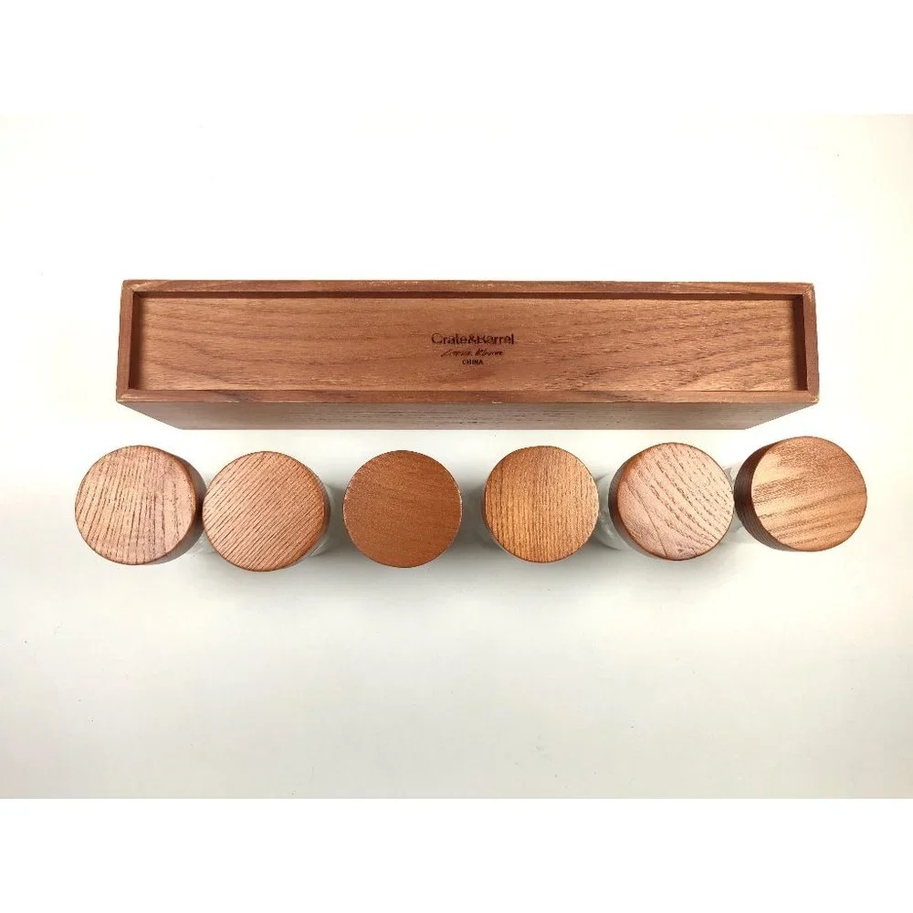 Crate & Barrel Carter McGuyer 6 Bottle Wooden Spice Box